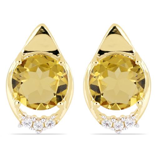 BUY REAL CITRINE GEMSTONE CLASSIC EARRINGS IN 925 SILVER